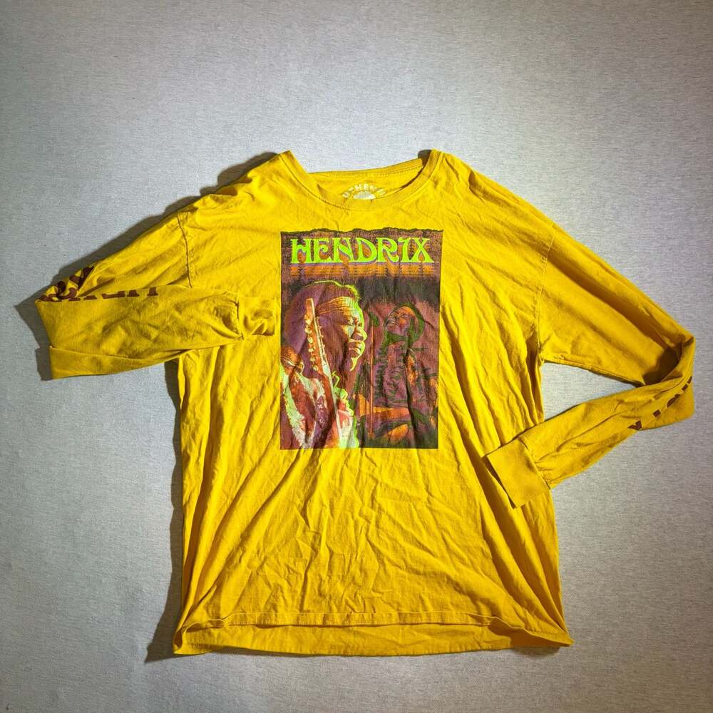 Jimi Hendrix Authentic Long Sleeve Graphic T-Shirt Yellow